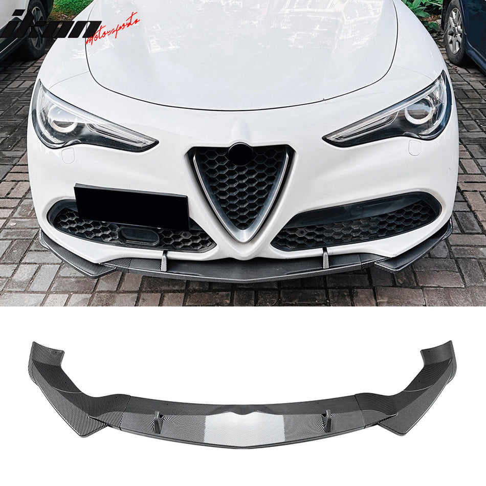 2017-2026 Alfa Romeo Stelvio IKON Style Front Bumper Lip Carbon Fiber Print 3PC