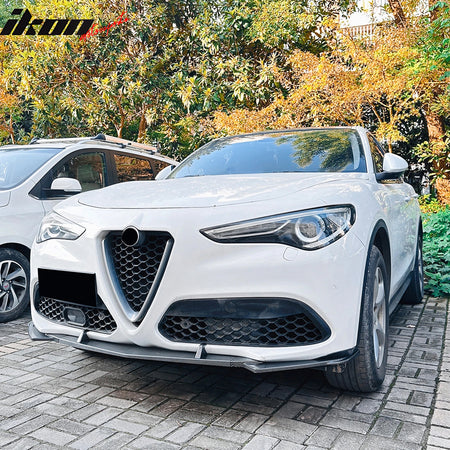 Fits 17-26 Alfa Romeo Stelvio IKON Style Front Bumper Lip Carbon Fiber Print 3PC