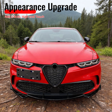 Fits 23-26 Alfa Romeo Tonale Gloss Black 3PCS Front Bumper Lip ABS - IKON Style