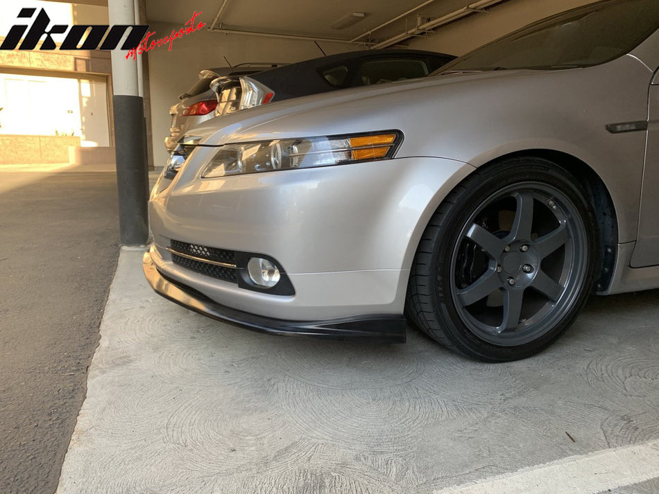 IKON MOTORSPORTS, Front Bumper Lip Compatible With 2007-2008 Acura TL Type S, Front Lip Kit Spoiler Unpainted PU Polyurethane