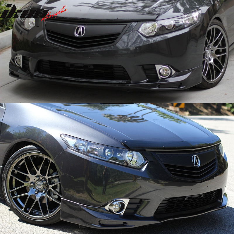 Front Bumper Lip Compatible With 2011-2014 Acura TSX, Unpainted Black Poly Urethane IKON Style Front Bumper Splitter Guard Protector by IKON MOTORSPORTS, 2012 2013