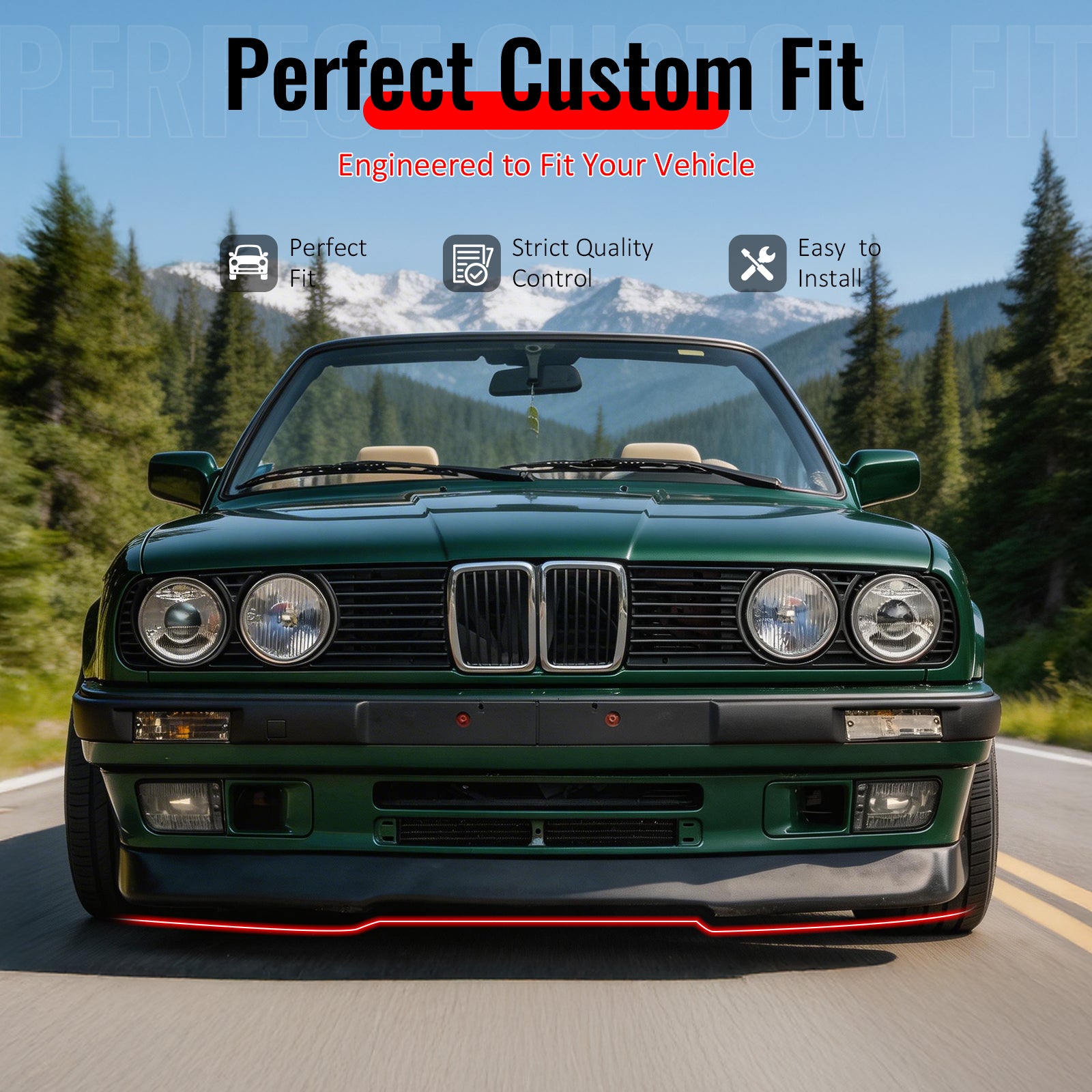 Fits 84-92 BMW E30 3-Series RG Style Front Bumper Lip Spoiler Chin PU Unpainted