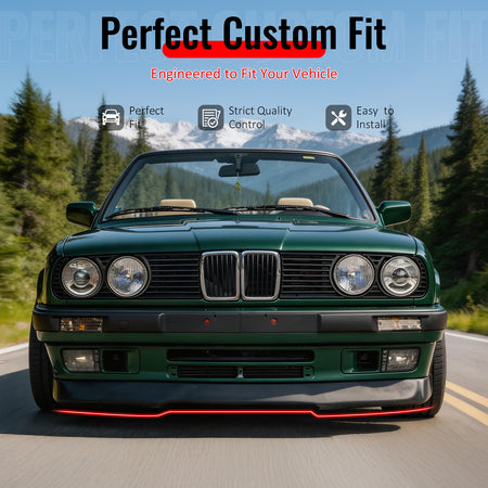 Fits 84-92 BMW E30 3-Series RG Style Front Bumper Lip Spoiler Chin PU Unpainted