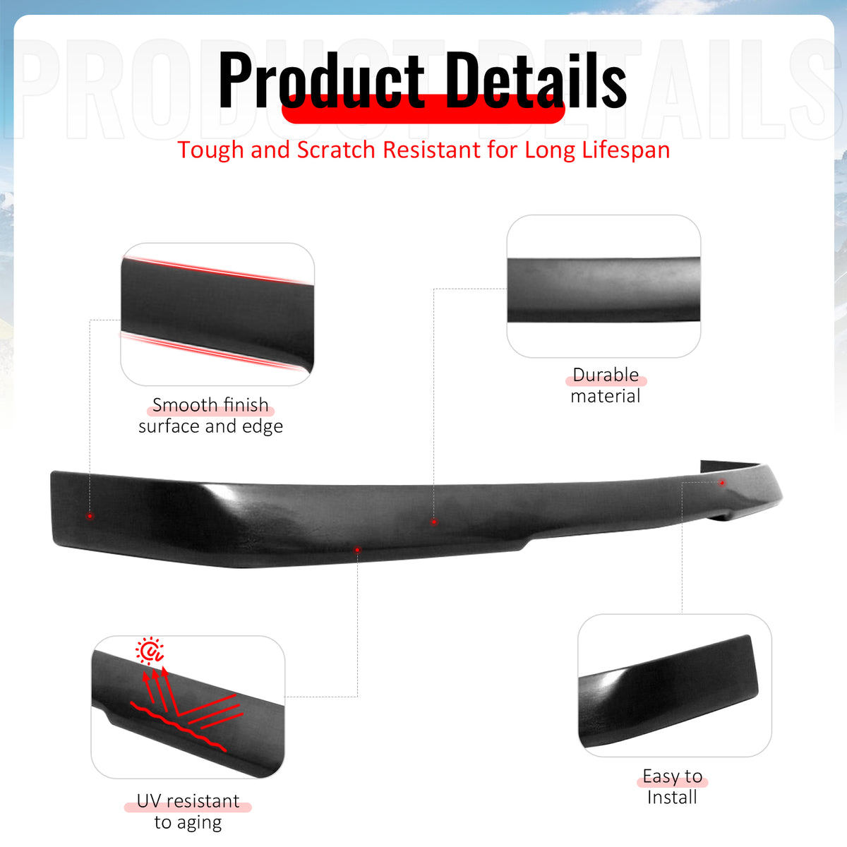 Fits 84-92 BMW E30 3-Series RG Style Front Bumper Lip Spoiler Chin PU Unpainted