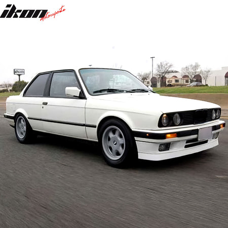 Front Bumper Lip Compatible With 1984-1992 BMW E30, M-tech Style Unpainted PU Front Lip Finisher Under Chin Spoiler Add On by IKON MOTORSPORTS, 1985 1986 1987 1988 1989 1990 1991