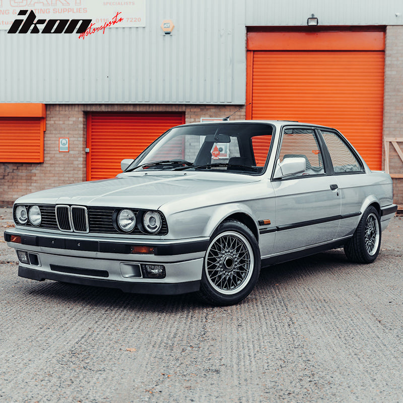 Front Bumper Lip Compatible With 1984-1992 BMW E30 3-Series, Black PU Front Lip Finisher Under Chin Spoiler Add On by IKON MOTORSPORTS, 1985 1986 1987 1988 1989 1990 1991