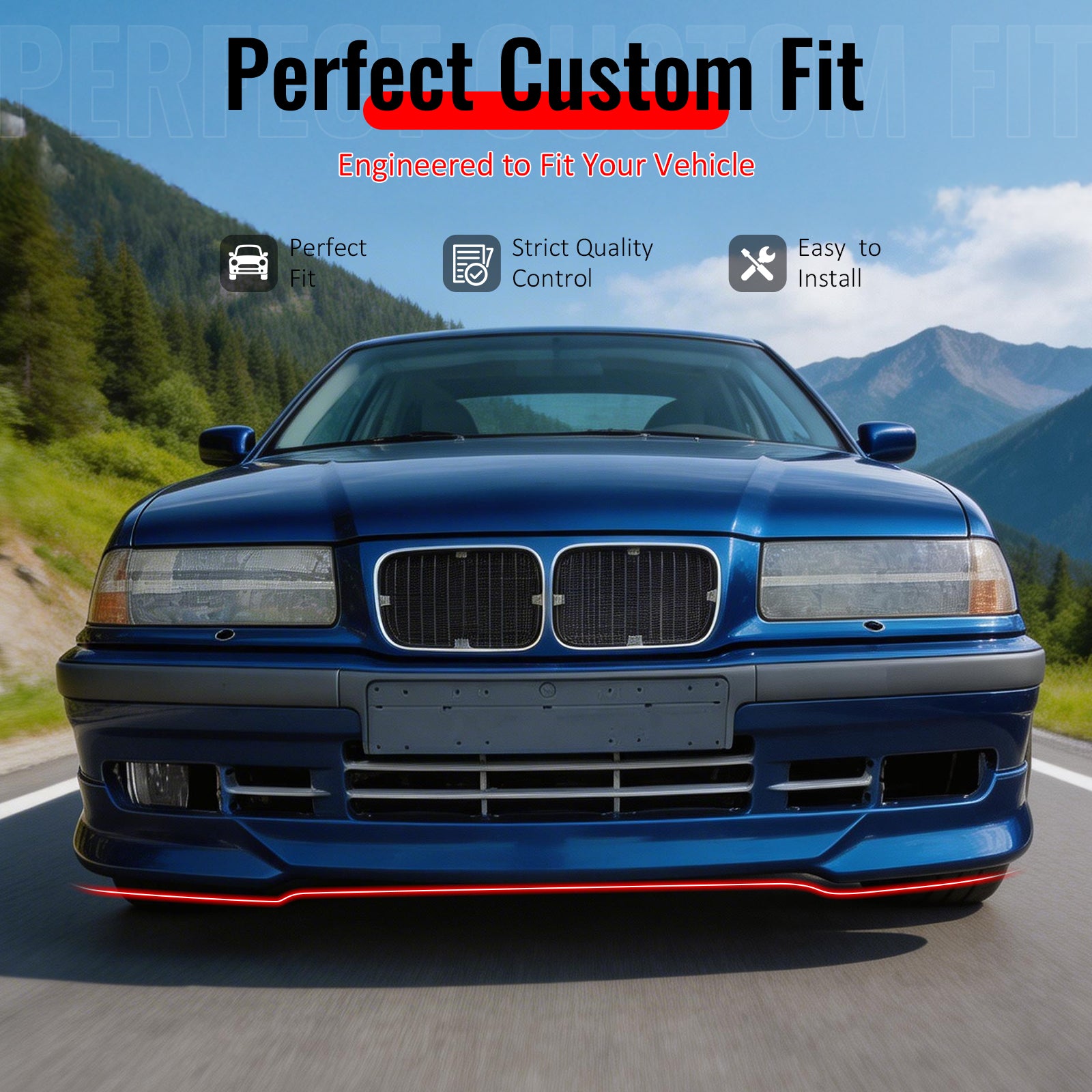 Fits 92-98 BMW E36 3 Series M-Tech Style Front Bumper Lip Spoiler PU Unpainted