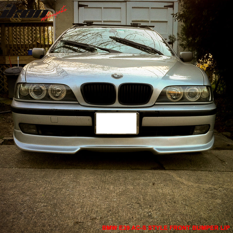 Front Bumper Lip Compatible With 1997-2000 BMW E39 5-SERIES, AC-S Style PU Black Front Lip Spoiler Splitter Air Dam Chin Diffuser Add On by IKON MOTORSPORTS, 1998 1999