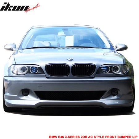 Front Bumper Lip Compatible With 2004-2006 BMW E46 3-Series, AC Style Unpainted PU Front Lip Finisher Under Chin Spoiler Add On by IKON MOTORSPORTS, 2005