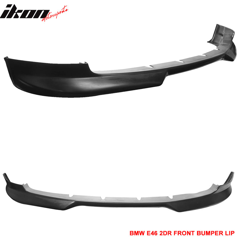 Front Bumper Lip Compatible With 1999-2003 BMW 3-SERIES E46 COUPE, H Style PU Black Front Lip Spoiler Splitter by IKON MOTORSPORTS