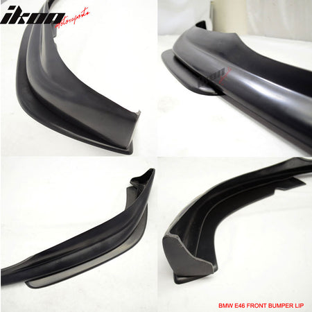 Fits 01-06 BMW E46 M3 A Style Front Bumper Lip Spoiler Kit Unpainted Black PU