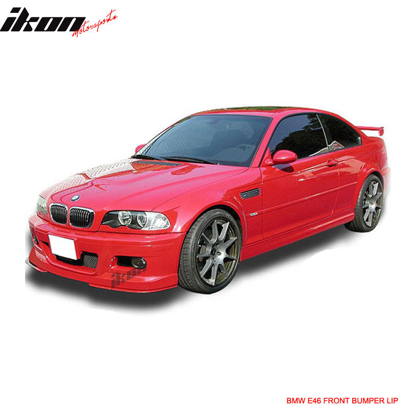 Fits 01-06 BMW E46 M3 A Style Front Bumper Lip Spoiler Kit Unpainted Black PU