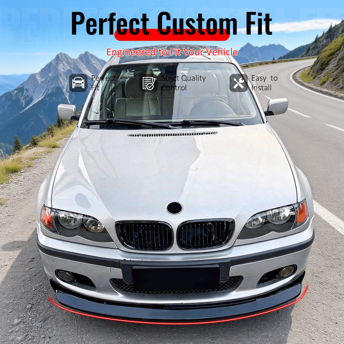 Fit 1999-2005 BMW E46 3-Series M Sport Front Bumper Lip CSL Style