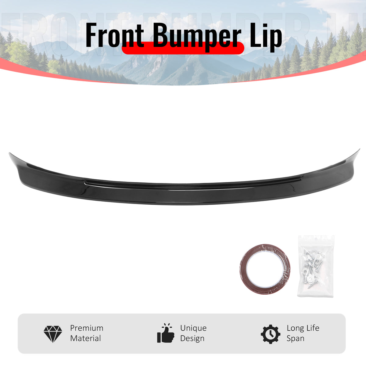 Fits 99-05 BMW E46 3-Series M Sport CSL Style Front Bumper Lip Gloss Black ABS