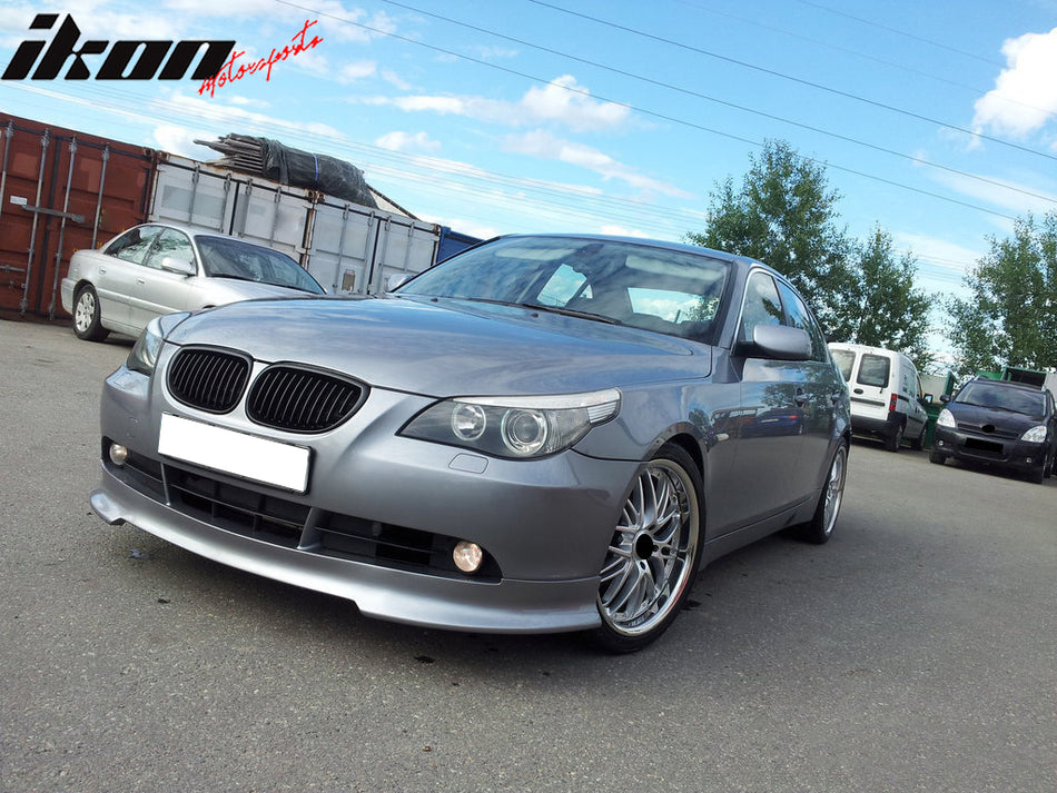 Front Bumper Lip Compatible With 2004-2007 BMW E60 5-SERIES, C Style PU Black Front Lip Spoiler Splitter by IKON MOTORSPORTS, 2005 2006