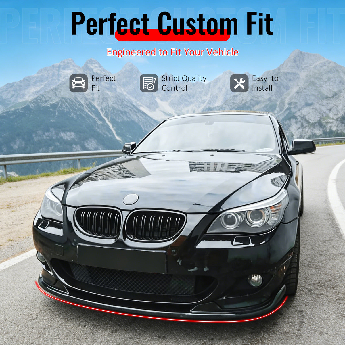 Fit 2004-2010 BMW E60 E61 5-Series M Sport Front Bumper Lip H Style ABS