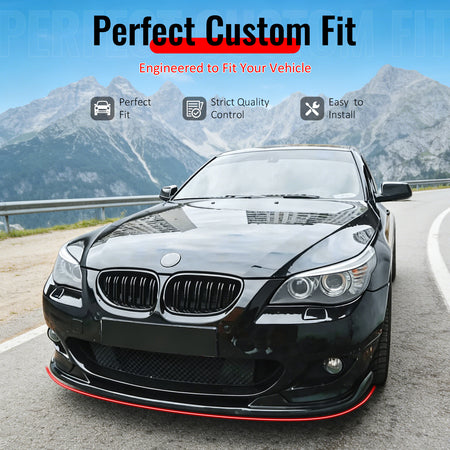 Fit 2004-2010 BMW E60 E61 5-Series M Sport Front Bumper Lip H Style ABS