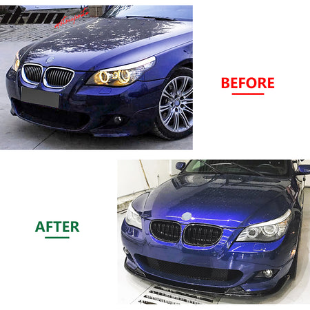 Fits 04-10 BMW E60 E61 5-Series M Sport H Style Front Bumper Lip Gloss Black ABS