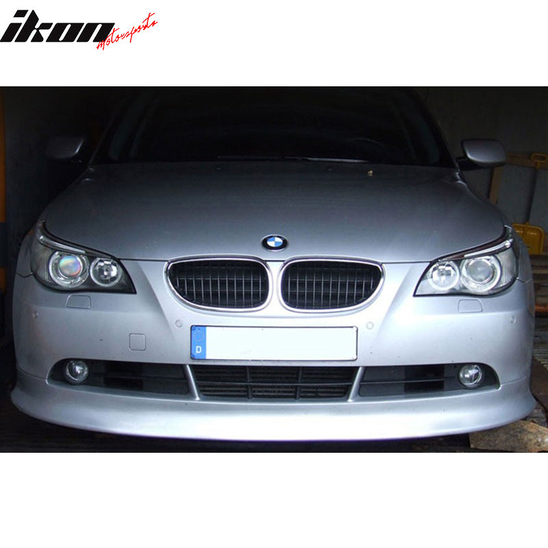 Front Bumper Lip Compatible With 2004-2010 BMW E60 E61 5 Series, IKON Style Black PU Front Lip Finisher Under Chin Spoiler Add On by IKON MOTORSPORTS, 2005 2006