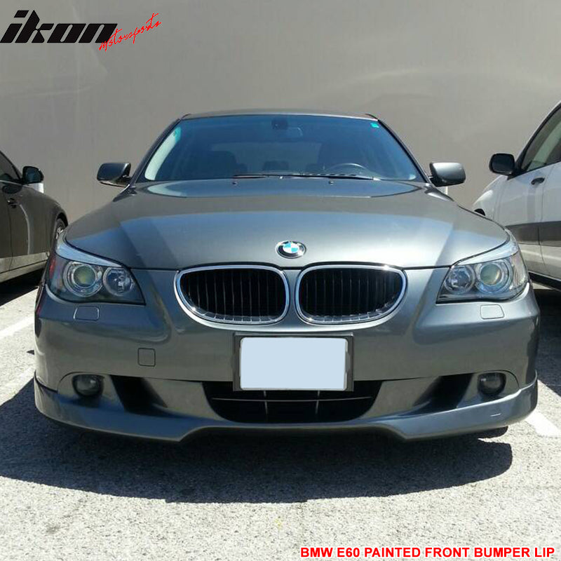 Front Bumper Lip Compatible With 2004-2007 BMW E60 5-Series Pre-LCI s, AC-S Style PU Painted Titanium Silver Metallic (Color Code # 354)Front Lip Spoiler Splitter by IKON MOTORSPORTS, 2005 2006