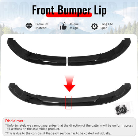 Fits 2011 BMW 1 Series M E87 MX Style Front Bumper Lip Carbon Fiber Print PP 2PC