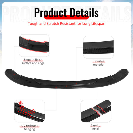 Fits 2011 BMW 1 Series M E87 MX Style Front Bumper Lip Carbon Fiber Print PP 2PC
