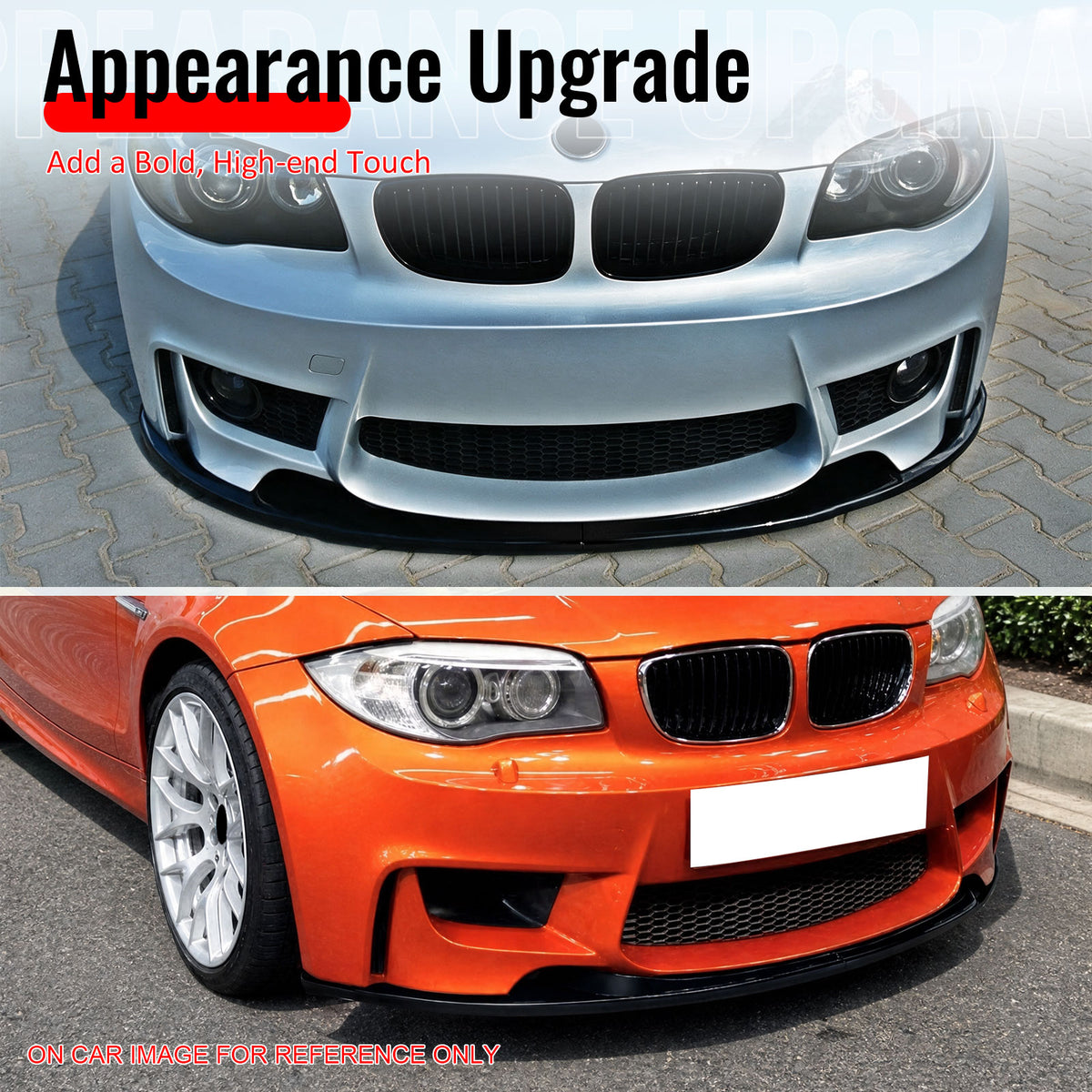 Fits 2011 BMW 1 Series M E87 MX Style Front Bumper Lip Carbon Fiber Print PP 2PC
