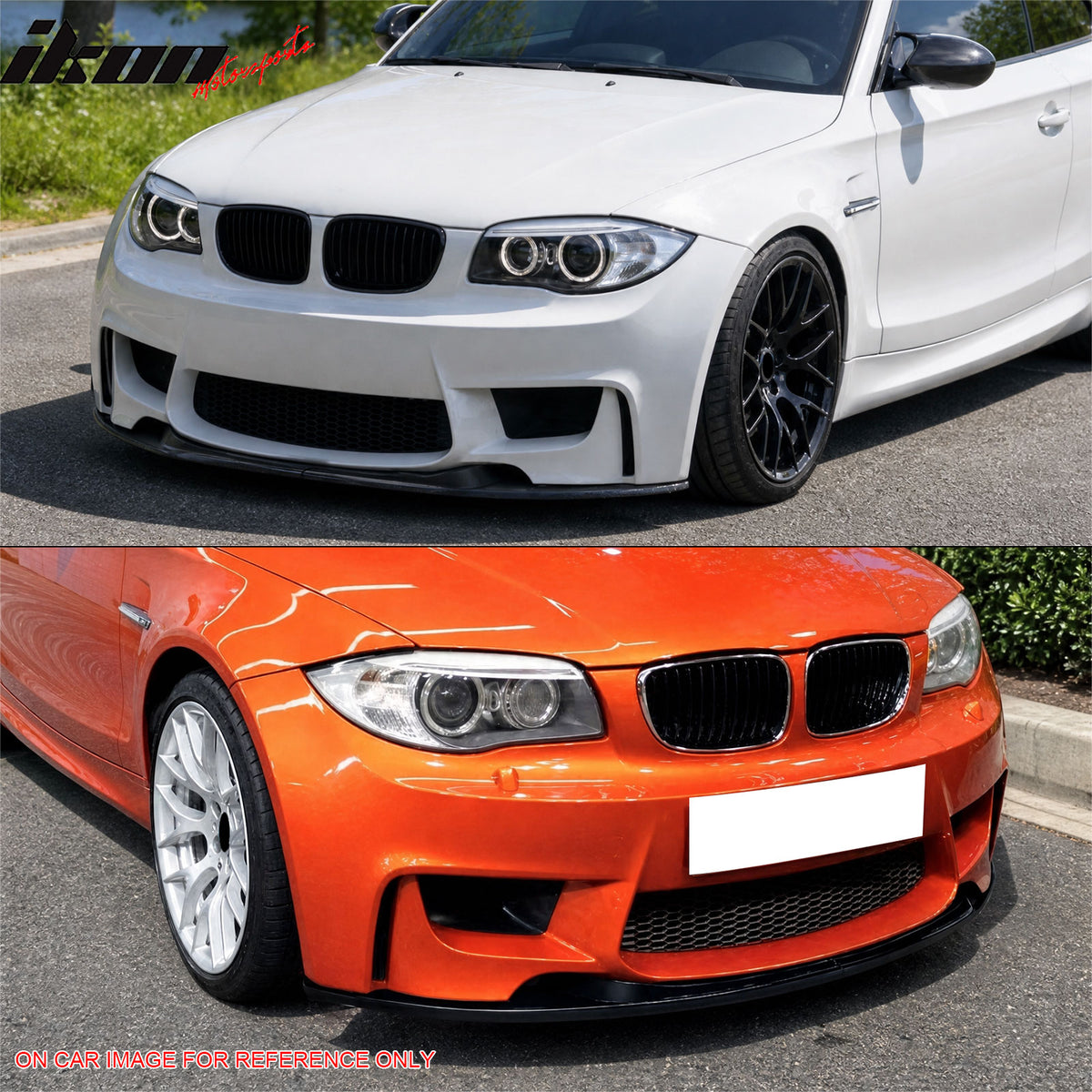 Fits 2011 BMW 1 Series M E87 MX Style Front Bumper Lip Carbon Fiber Print PP 2PC