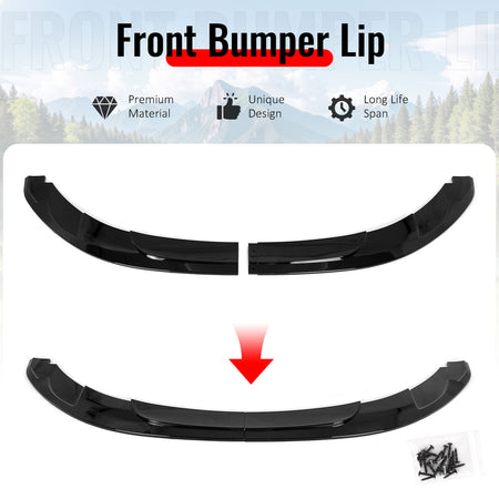 Fits 2011 BMW 1 Series M E87 MX Style Front Bumper Lip Gloss Black PP 2PCS Set