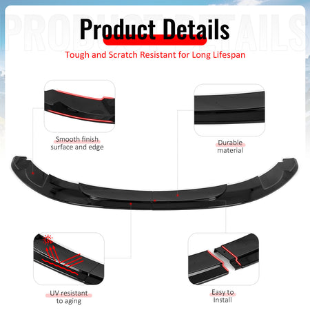 Fits 2011 BMW 1 Series M E87 MX Style Front Bumper Lip Gloss Black PP 2PCS Set