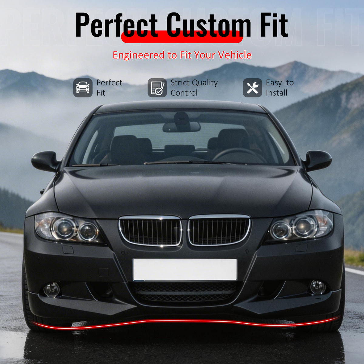 Fits 06-08 BMW E90 3 Series Sedan AC Style Front Bumper Lip Spoiler PU Unpainted