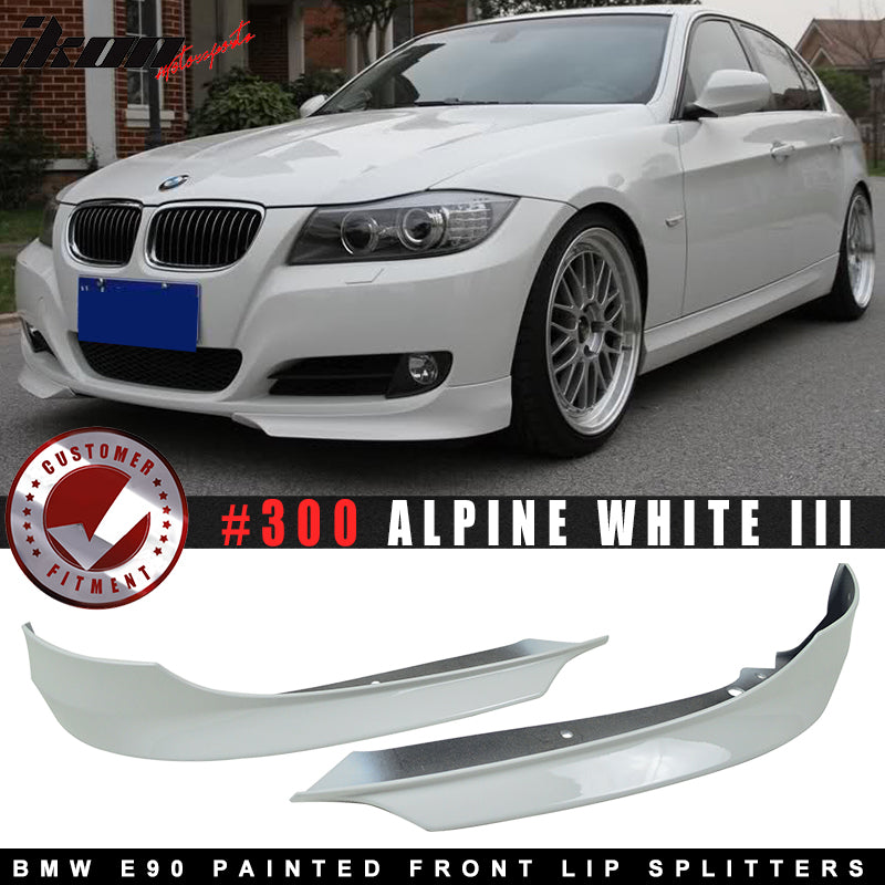 Fits 09-12 BMW E90 3-Series OE Painted L Style Front Bumper Lip Splitters 2PC