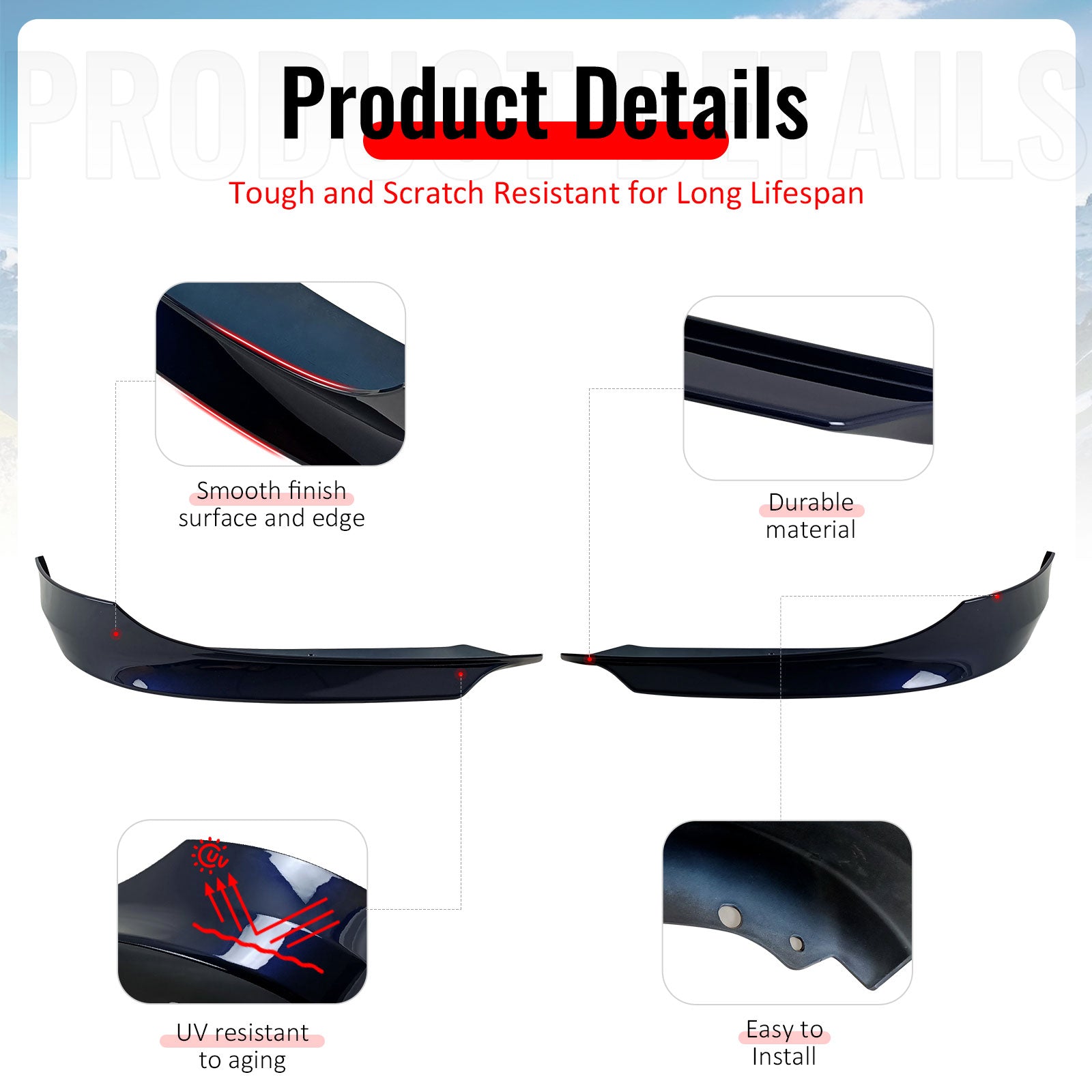 Fits 09-11 E90 LCI OE Painted #A35 Monaco Blue Metallic PP Front Splitter