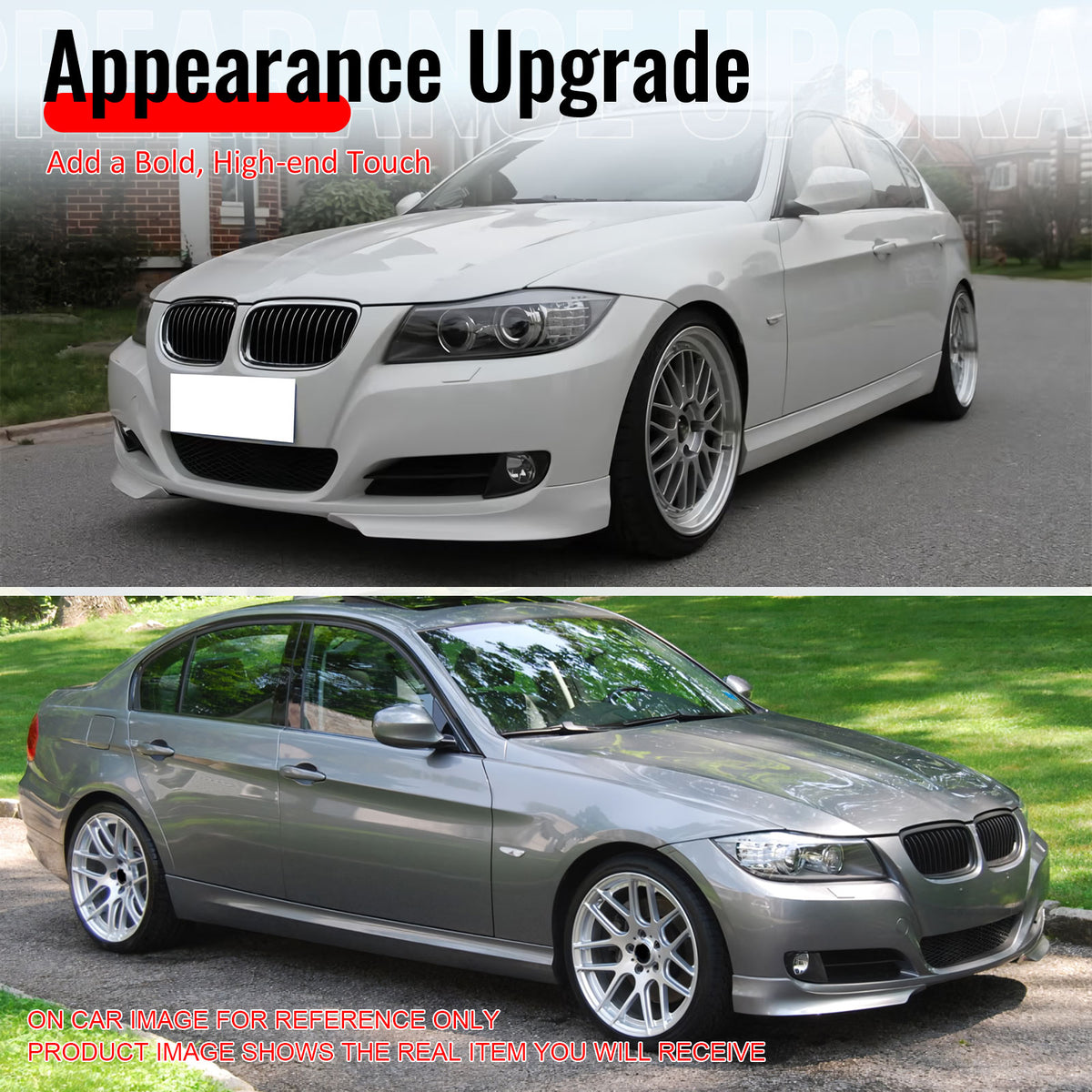 Fits 09-12 BMW E90 3-Series Sedan OE Style Front Splitters PP Painted #A37 Pearl