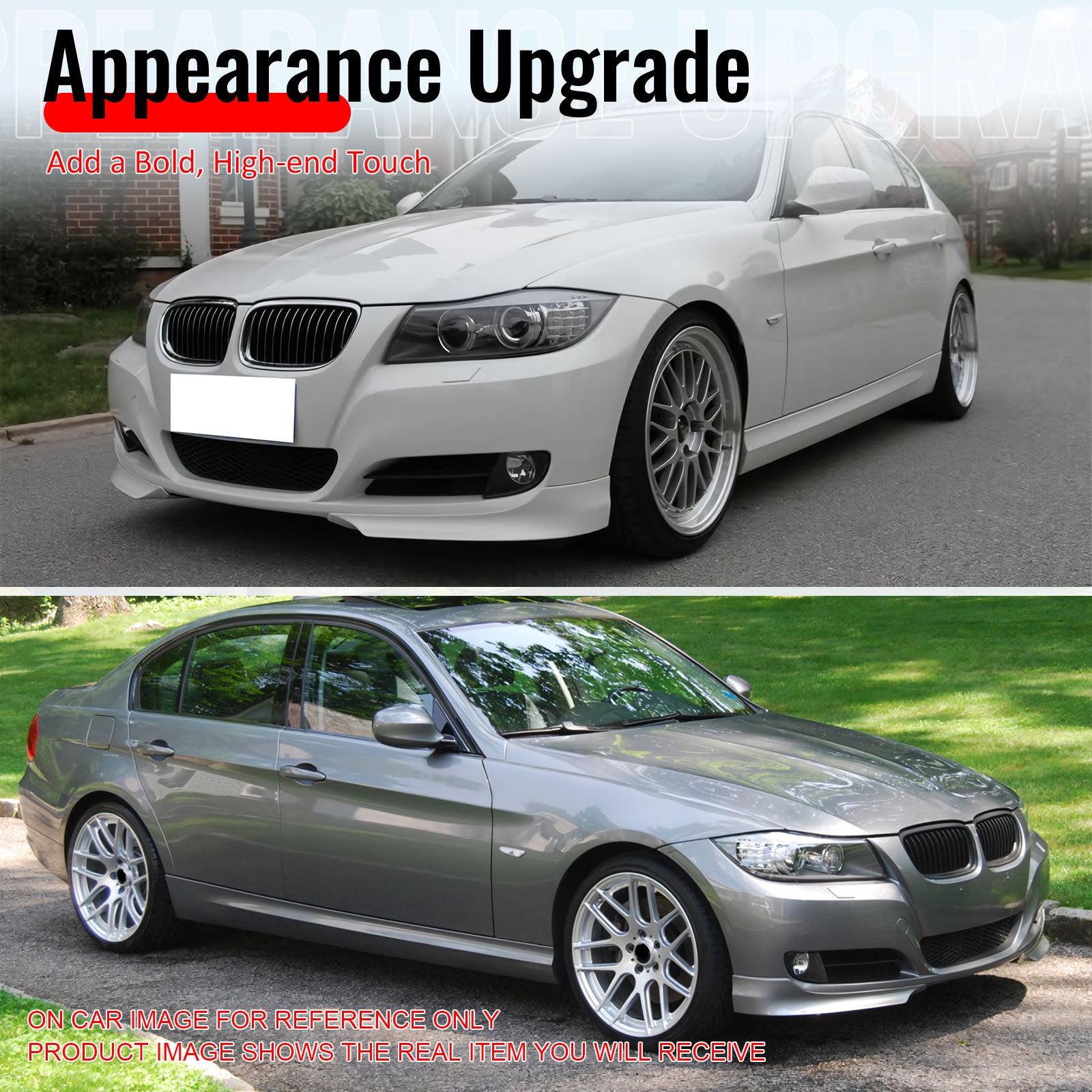 Fits 09-12 BMW E90 3-Series Sedan OE Style Front Splitters PP Painted #A52 Gray