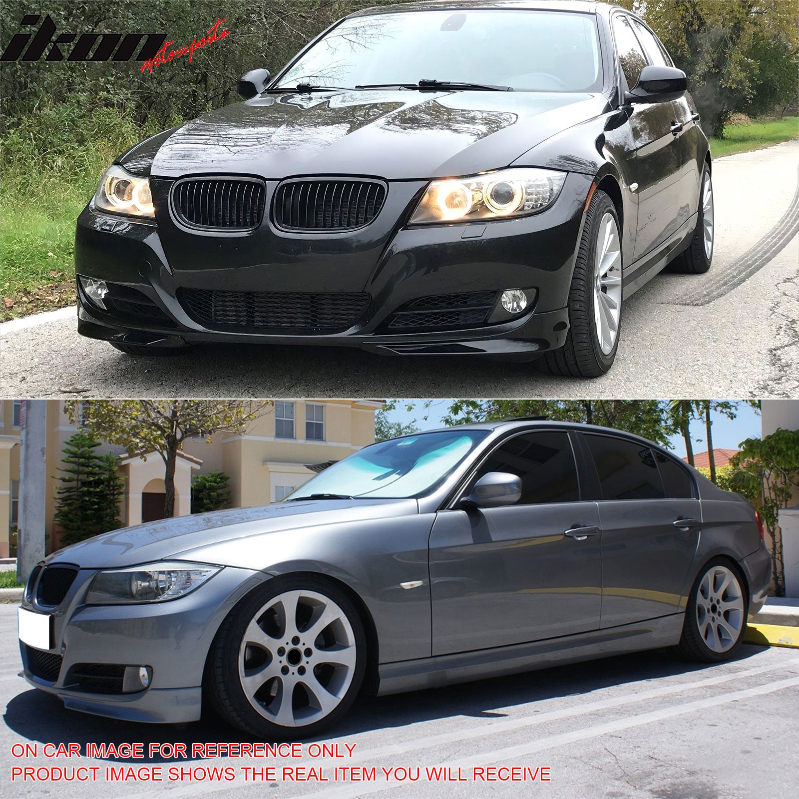Fits 09-12 BMW E90 3-Series Sedan OE Style Front Splitters Painted #A72 Silver
