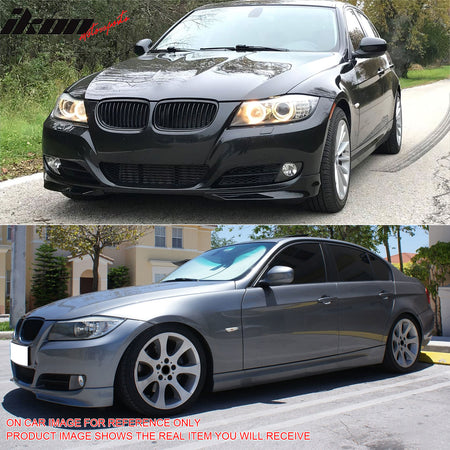 Fits 09-12 BMW E90 3-Series Sedan OE Style Front Splitters Painted #A72 Silver