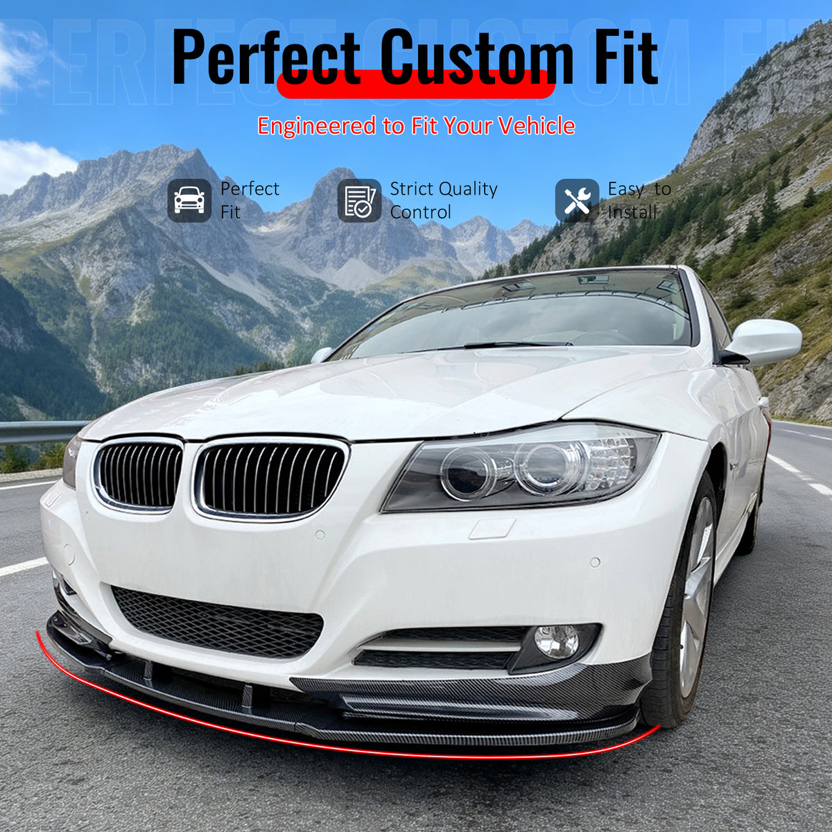 Fit 2009-2012 BMW E90 E91 LCI 3-Series Base Front Bumper Lip MP Style