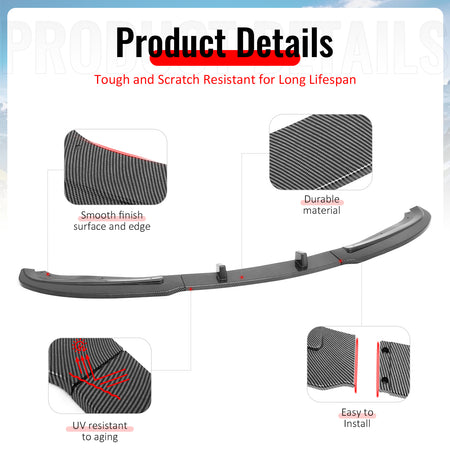 Fits 09-12 BMW E90 E91 LCI 3-Series Base MP Style Front Lip Carbon Fiber Print