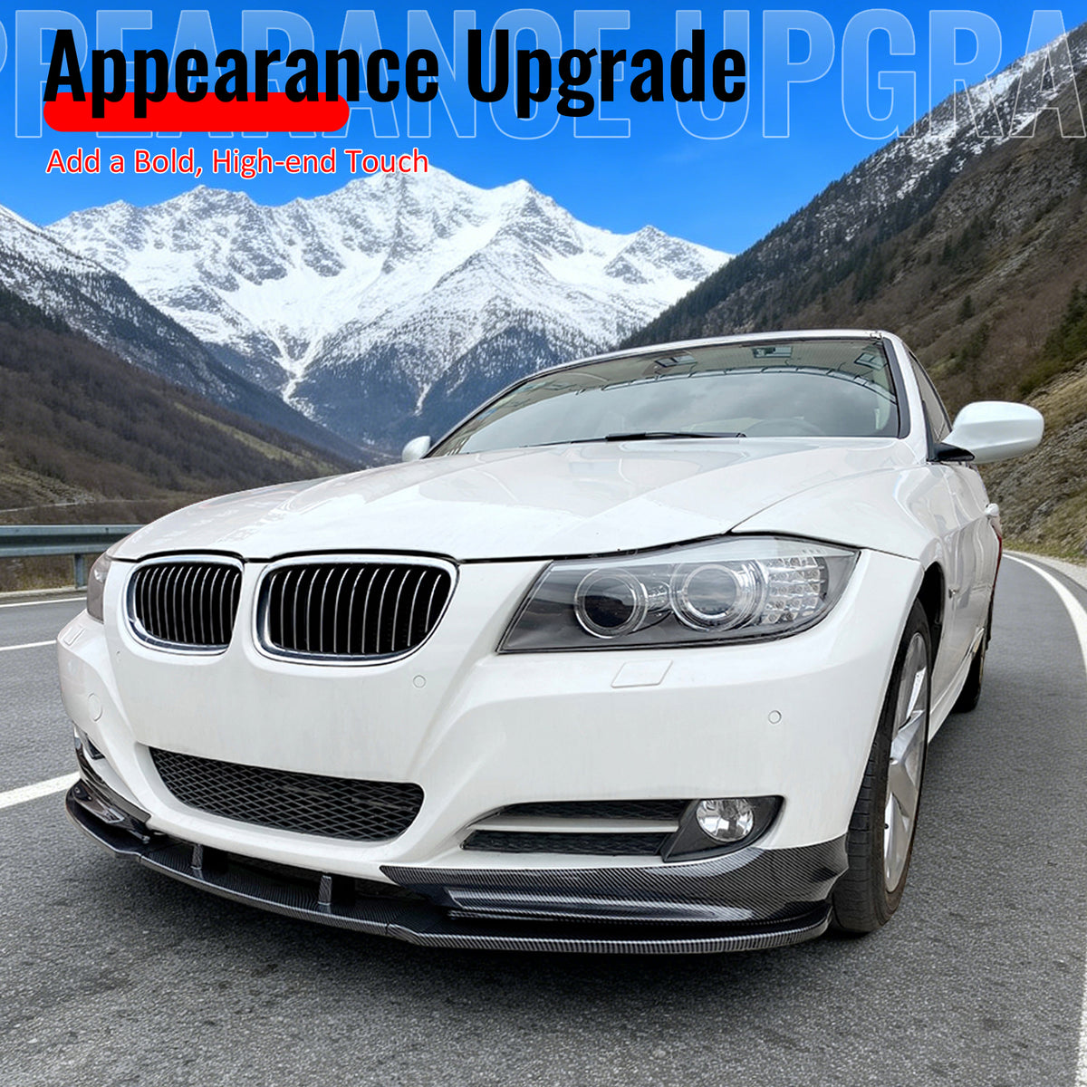 Fits 09-12 BMW E90 E91 LCI 3-Series Base MP Style Front Lip Carbon Fiber Print