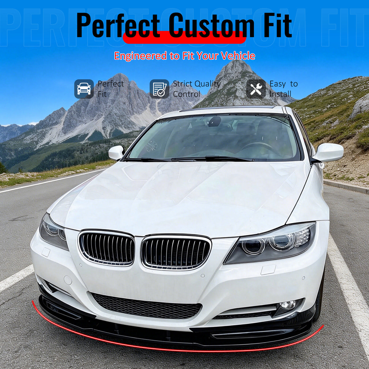 Fit 2009-2012 BMW E90 E91 LCI 3-Series Base Front Bumper Lip MP Style