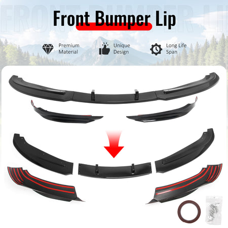 Fits 09-12 BMW E90 E91 LCI 3-Series Base MP Style Front Bumper Lip Gloss Black