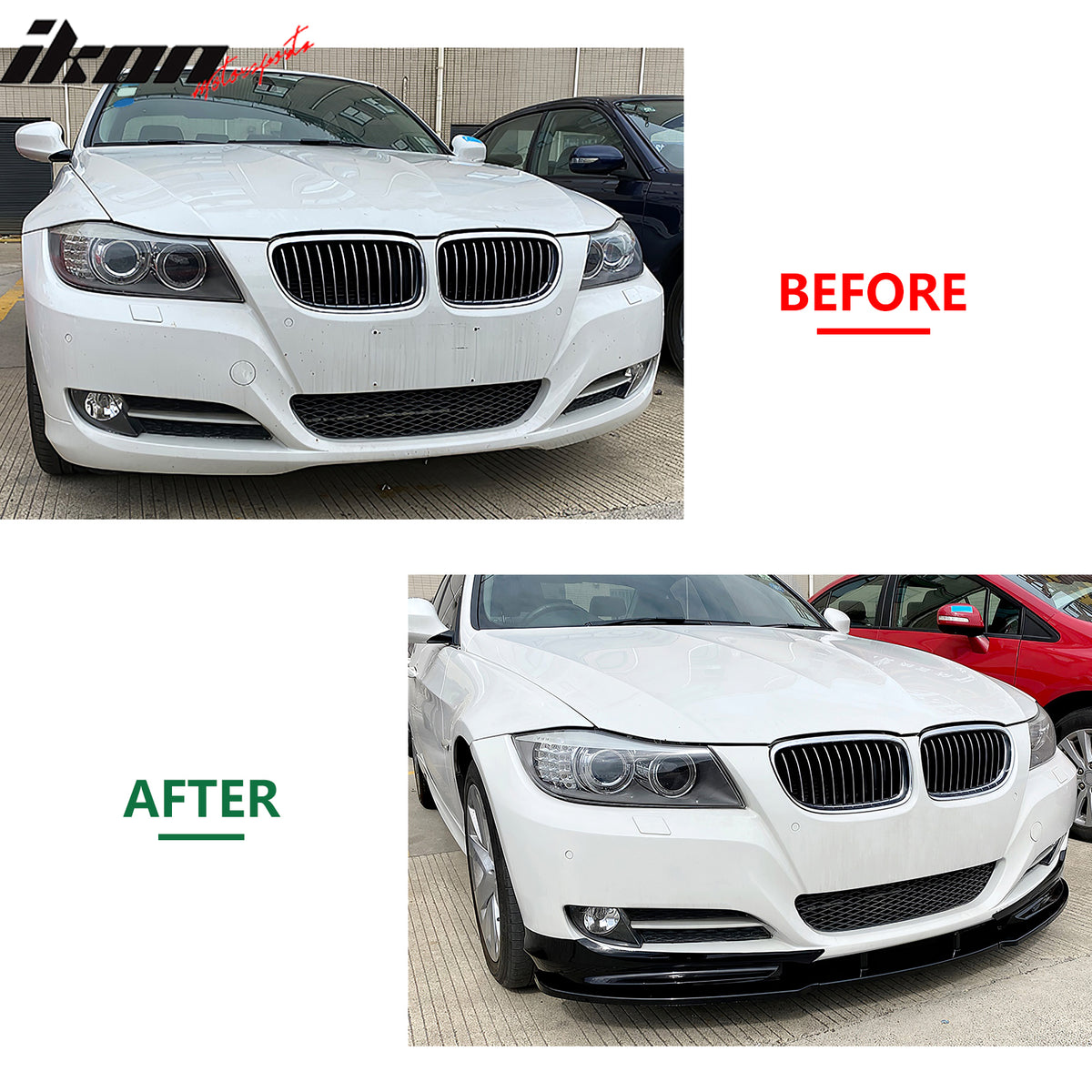 Fits 09-12 BMW E90 E91 LCI 3-Series Base MP Style Front Bumper Lip Gloss Black