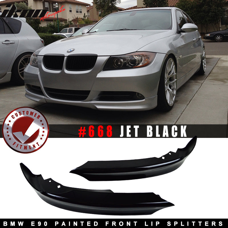 Fits 05-08 BMW E90 3-Series OE Style Front Bumper Lip Splitters OE Painted Color