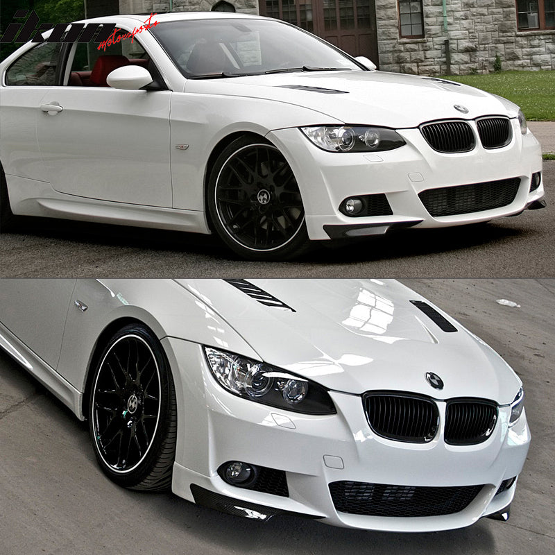 Front Bumper Lip Compatible With 2007-2010 BMW E92 E93 3 Series Coupe Pre LCI s, DTM Style PU Black Front Lip Spoiler Splitter by IKON MOTORSPORTS, 2008 2009