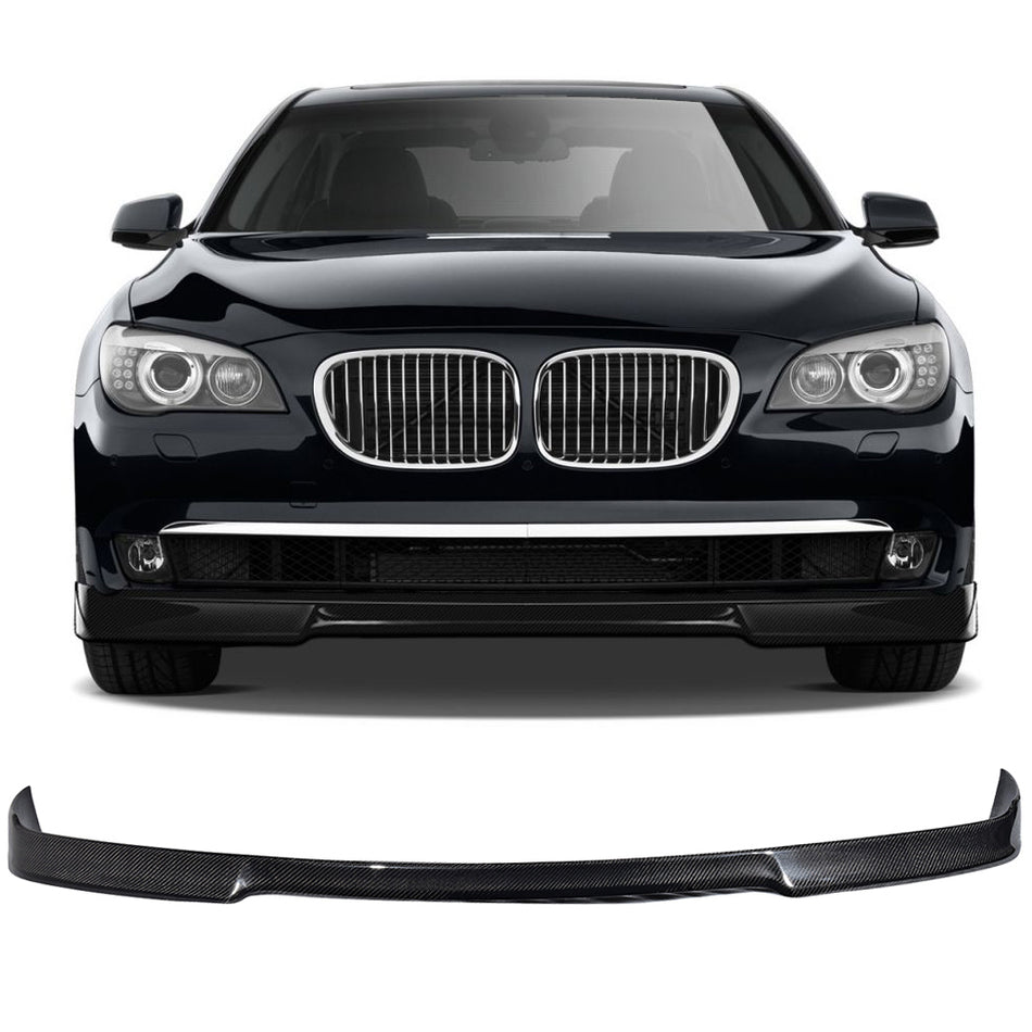 IKON MOTORSPORTS, Front Bumper Lip Compatible With 2009-2012 BMW F01 F02 7-Series , Matte Carbon Fiber VRS Style Front Lip Spoiler Wing Chin Splitter, 2010 2011