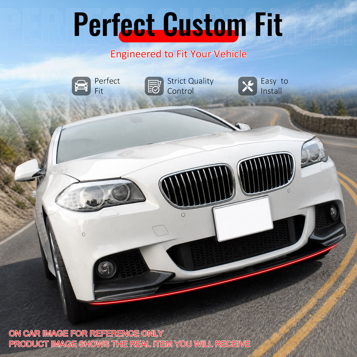 For 2011-2016 BMW 5 Series F10 Msport Mtech Front Bumper Lip Gloss Black