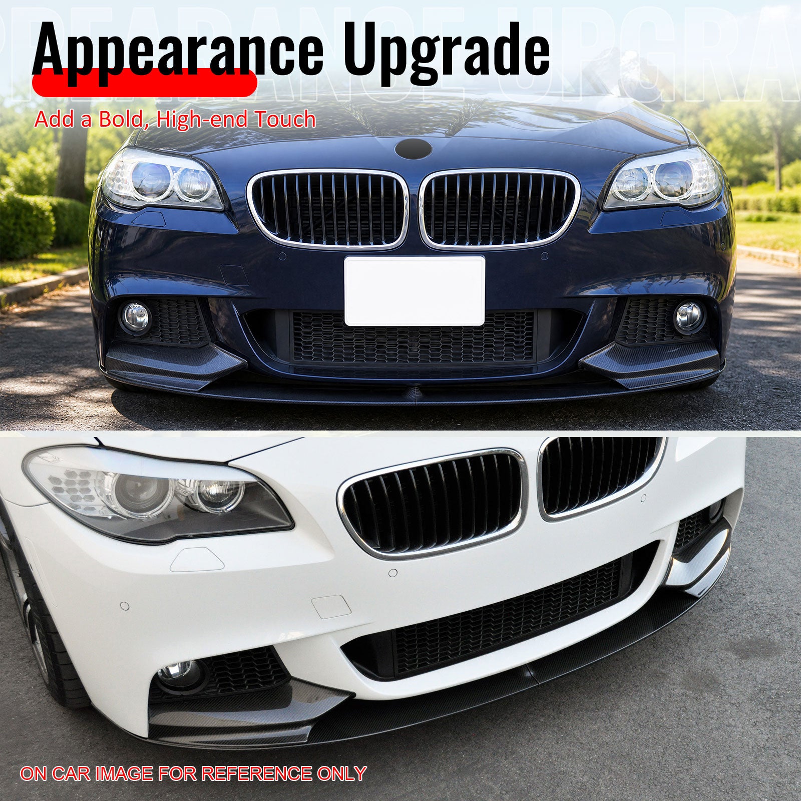 Fits 11-16 BMW 5 Series F10 M Sport Mtech MP Style Front Bumper Lip Gloss Black