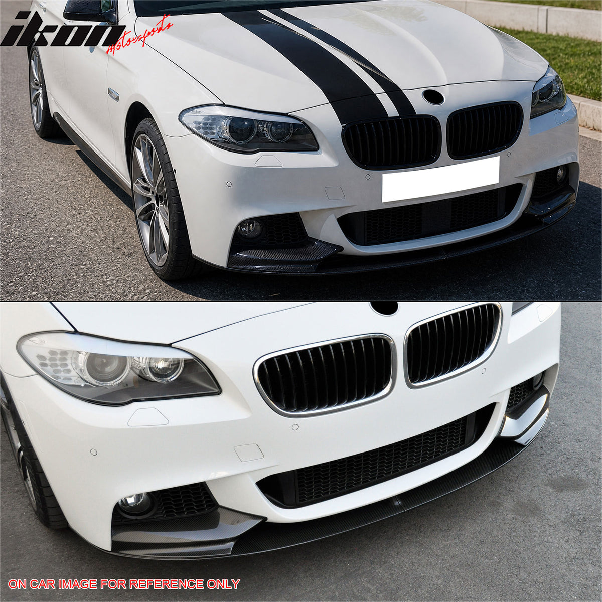 Fits 11-16 BMW 5 Series F10 M Sport Mtech MP Style Front Bumper Lip Gloss Black