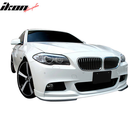 IKON MOTORSPORTS, Front Bumper Lip Compatible With 2011-2016 BMW F10 5 Series M Sport Sedan 4-Door or M-Tech Bumpers, Air Dam Chin 3D Style PU Polyurethane Painted #A83 Glaciersilber II Metallic